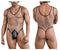CandyMan 99858 Fishnet Bodysuit Color Beige-Black